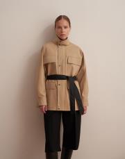 %100 koton cep detaylı parka camel 5