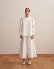 %100 pamuk balon kol gömlek ekru