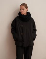 kapitone astarlı kadife yaka parka siyah 6