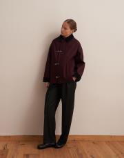 kapitone astarlı kadife yaka parka mürdüm 5