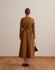 %100 koton pileli elbise hardal 5