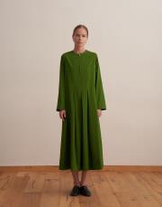 %100 koton pileli elbise yeşil