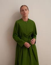 %100 koton pileli elbise yeşil 6