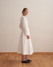 %100 koton pileli elbise ekru 3