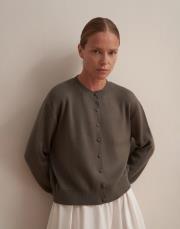 kaplama düğmeli triko hırka kurşun 