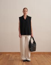 v yaka triko yelek siyah