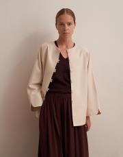 keten karışımlı biritli ceket bej 4