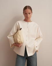 keten karışımlı biritli ceket ekru 5