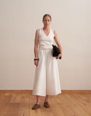 %100 pamuk bol kesim pantolon ekru