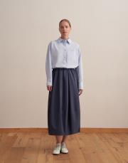 %100 pamuk balon etek koyu indigo