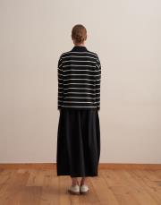 polo yaka rayon çizgili sweatshirt siyah 3