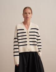 çizgili triko hırka ekru 4