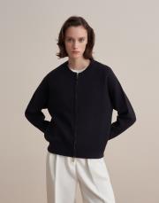 fermuarlı pamuk triko hırka lacivert 4