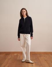 fermuarlı pamuk triko hırka lacivert 5