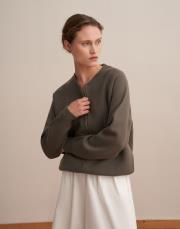 fermuarlı pamuk triko hırka kurşun  8