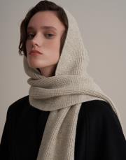 kapüşonlu triko atkı bej 2