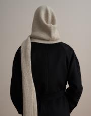 kapüşonlu triko atkı bej 3