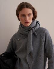 yün karışımlı triko atkı gri