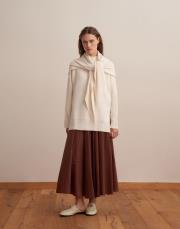 yün karışımlı balıkçı yaka triko kazak ekru