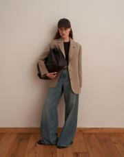 yün karışımlı blazer bej