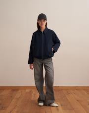 fermuarlı koton ceket lacivert