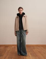 fermuarlı koton ceket bej