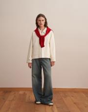 fermuarlı koton ceket ekru