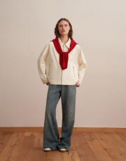 fermuarlı koton ceket ekru 2