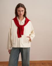 fermuarlı koton ceket ekru 5