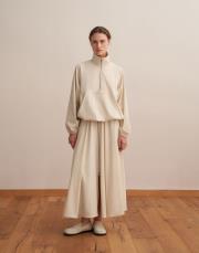 fermuarlı yüksek yaka teknik sweatshirt bej