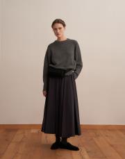 fermuarlı pileli teknik etek antrasit