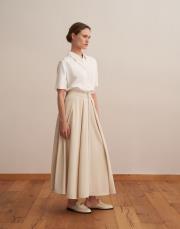 fermuarlı pileli teknik etek bej 3