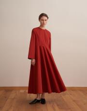 %100 koton kesik detaylı elbise kiremit 2