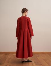 %100 koton kesik detaylı elbise kiremit 3