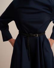 %100 koton kesik detaylı elbise lacivert 6