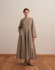 %100 koton kesik detaylı elbise soft yeşil