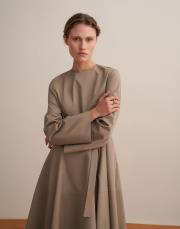 %100 koton kesik detaylı elbise soft yeşil 4