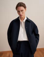 %100 koton kontrast detaylı trençkot lacivert 5