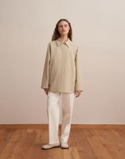 %100 koton kontrast detaylı trençkot uçuk yeşil