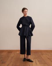 %100 koton peplum bluz lacivert 2