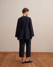 %100 koton peplum bluz lacivert 3