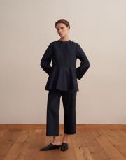 %100 koton peplum bluz lacivert 4