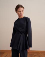 %100 koton peplum bluz lacivert 5