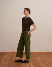 %100 koton straight pantolon yeşil 2