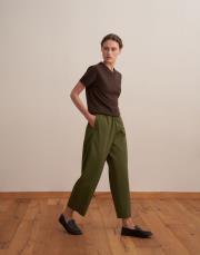 %100 koton straight pantolon yeşil 4