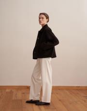 yün karışımlı cepli kaban kahverengi 4