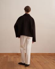 yün karışımlı cepli kaban kahverengi 5