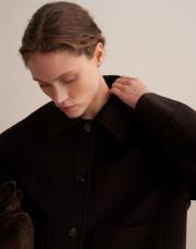 yün karışımlı cepli kaban kahverengi 6