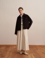 yün karışımlı cepli kaban kahverengi 8