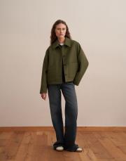 yün karışımlı cepli kaban yeşil 2